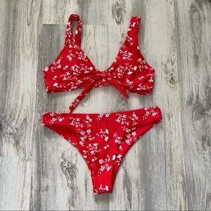 red floral bikini